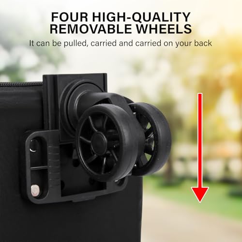 Collapsible Duffle Bag with Wheels - Expandable Luggage with Detachable Rollers - Waterproof, Dustproof, Scratchproof Polyester & Oxford Fabric - 65L Travel Bag with Adjustable Back & Shoulder Straps4