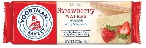 Voortman Bakery Wafers, Chocolate, Vanilla, and Strawberry, 10 Ounce (Pack of 6) - with Make Your Day Bag Clip