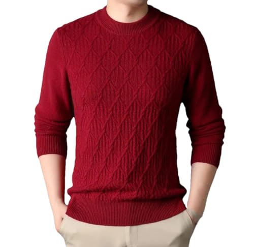Men's Solid Color Round Neck Wool Sweater Autumn Winter Pullover