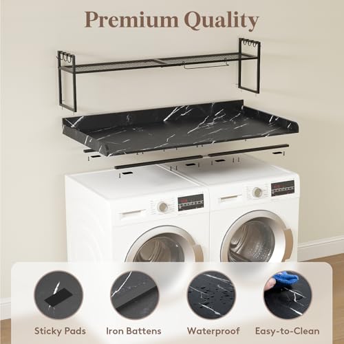 Image of Lifewit Washer Dryer Countertop with Shelf, Black Marble, 54''x 27.5''