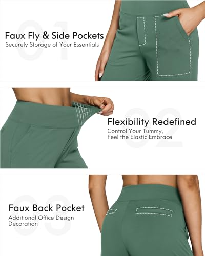 Image of G4Free EverGoing Yoga Pants Women Wide Leg Pants with Pockets High Waist Stretch Dress Casual Sweatpants Petite /Regular /Tall