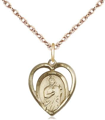 14kt Gold Filled St Jude Pendant on a 18 inch Gold Filled Light Rope Chain.