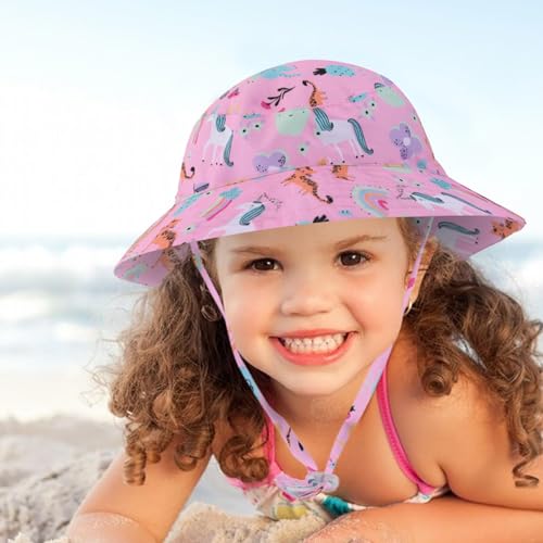 Baby Sun Hat Kids Summer UPF 50+ Toddler Bucket Hat Outdoor Adjustable Beach Hat Wide Brim for Boys Girls 2-10 Years3