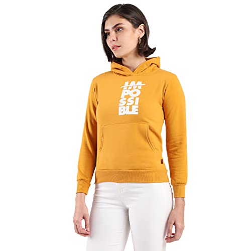 Image of PINACOLADA Women's Cotton Solid Printed Sweatshirt with Hoodie, Regular Fit for Casual Wear Full Sleeve Sweatshirt Crafted with Comfort Fit and High-Performance for Everyday Wear