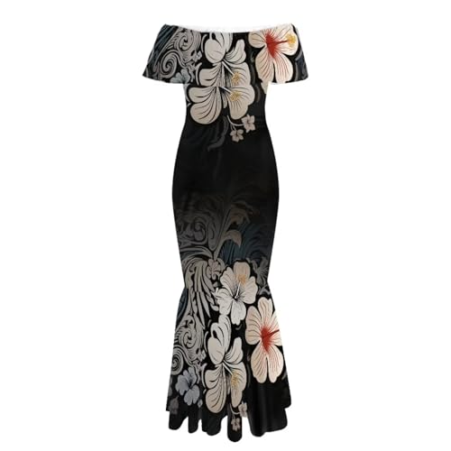 Image of Polynesian Dresses for Women Off Shoulder Maxi Dress Puletasi Samoan Dresses S-7XL
