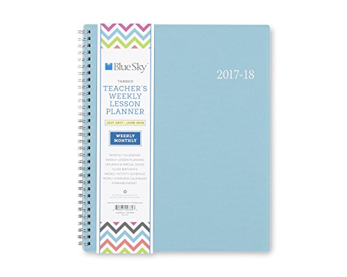 Blue Sky 2017-2018 Academic Year Teachers Weekly Lesson Planner, Twin-Wire Bound, 8.5