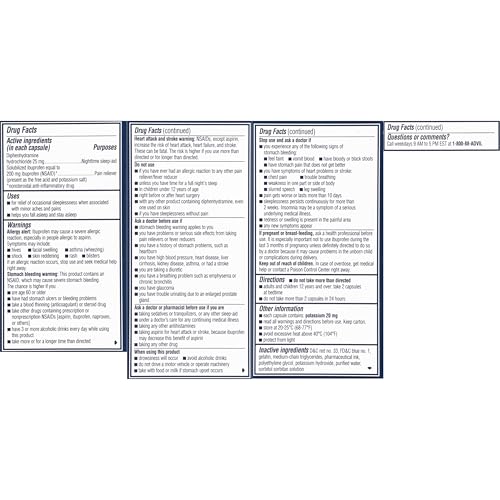 Advil PM Liqui-Gels Pain Reliever and Nighttime Sleep Aid, Pain Medicine with Ibuprofen for Pain Relief and Diphenhydramine HCL for a Sleep Aid - 40 Liquid Filled Capsules - Back to College image 18