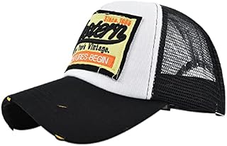 YULOONG Vintage Half Mesh Baseball Cap Embroidery Western Washed Denim Trucker Cap Cotton Sun Hat Adjustable Unisex