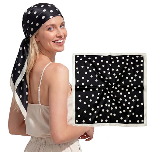 RIIQIICHY Head Scarf for Women 35" Square Hair Wrapping Silky Feel Printed Scarves Top Bag Accessory C002