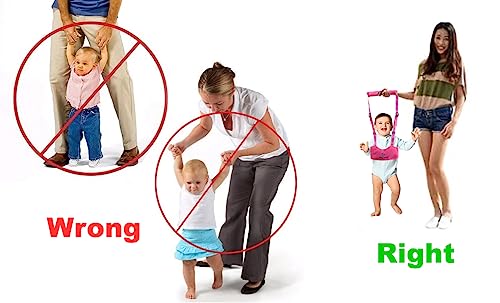 Image of Baby Walking Harness - Handheld Kids Walker Helper - Toddler Infant Walker Harness Assistant Belt - Child Learning Walk Support Assist Trainer Tool - for 7-24 Month Old (Pink)