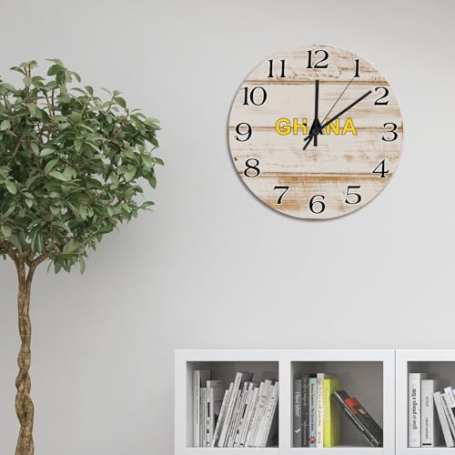 Horloge murale en bois Ghana pour déco de cuisine et de ferme