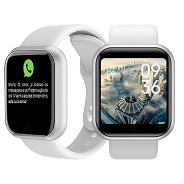 SmartWatch Relógio Pulseira Inteligente Bluetooth Carregamento Rápido com Notificações, Resistência à água, Monitor Sensível ao Toque, entre outras funções inteligentes (Branco)