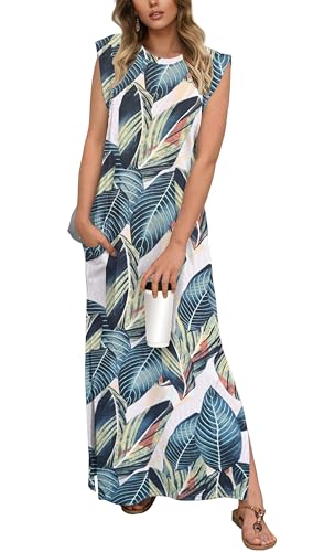 GRECERELLE Women Summer Casual Round Neck Beach Vacation Maxi Dress...