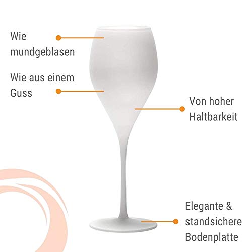 Foto von Stölzle Lausitz Champagnergläser Prestige 343 ml matt weiß 6 Stück I Sektkelche 6er Set Kristallglas I Champagnerkelche spülmaschinen- und stoßfest I wie mundgeblasen I höchste Qualität