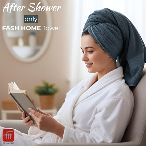 Image of Fash Home 600 GSM Combed Cotton Bath Towel 75x150 cm - Ultra Soft, Quick Dry, Highly Absorbent, Luxury Bathroom Towel, 1 Piece (Dark Teal)