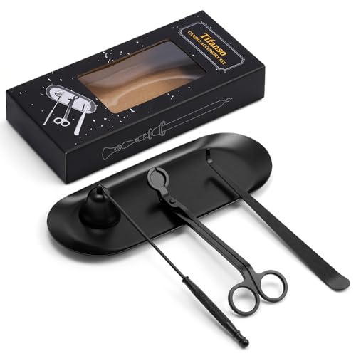 tifanso 4-in-1 Stainless Steel Candle Care Kit for Candle Lovers Black