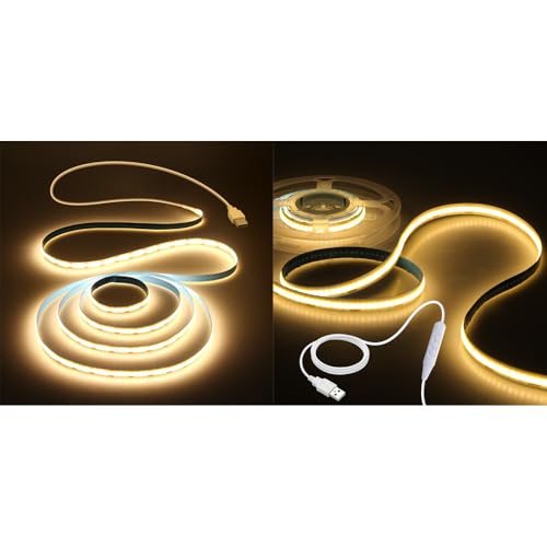 Tira de LED COB USB blanca cálida 1 m regulable miniatura 1