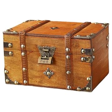 Piceioep Scrigni del tesoro in legno vintage con serratura scatola di immagazzinaggio gioielli stili antichi organizzatori decorativi per la casa camera da letto Decors