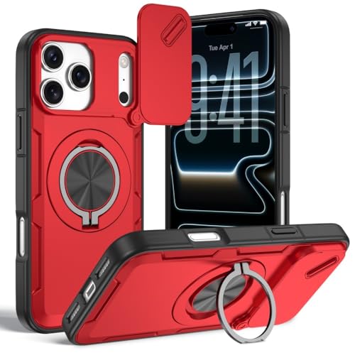 Coque iPhone 15 Pro avec cache appareil photo coulissant et dos silicone antichoc rouge