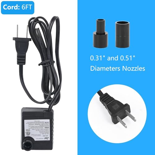 Image of BARST 40GPH Mini Submersible Water Pump with 6ft Power Cord, 2 Nozzles | 3.2W, 150L /H, Ultra Quiet for Aquarium, Fish Tank, Pond, Pet Fountain, Statuary, Hydroponics