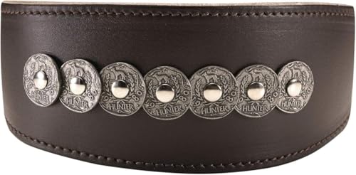 HUNTER ROM Windhundhalsband, Leder, gepolstert, mit Besätzen, 37 (XS-S), dunkelbraun