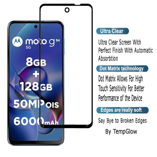 Image of Screen Protector for Motorola Moto G64 5G | G54 5G | G14 (Black) Tempered Glass Edge-to-Edge 6D Screen Guard With Installation Kit