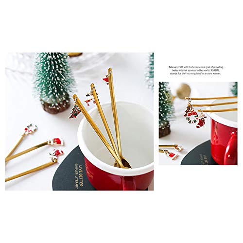 Cozyhoma 6 cucharas de café de Navidad de acero inoxidable para helados, sopa de azúcar, cucharillas de Navidad, juego… - Imagen 8