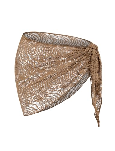Image of ZAFUL Sarong Coverups for Women Beach Vacation Fishnet See Thru Tie Side Bathing Suit Cover Up Mini Skirt