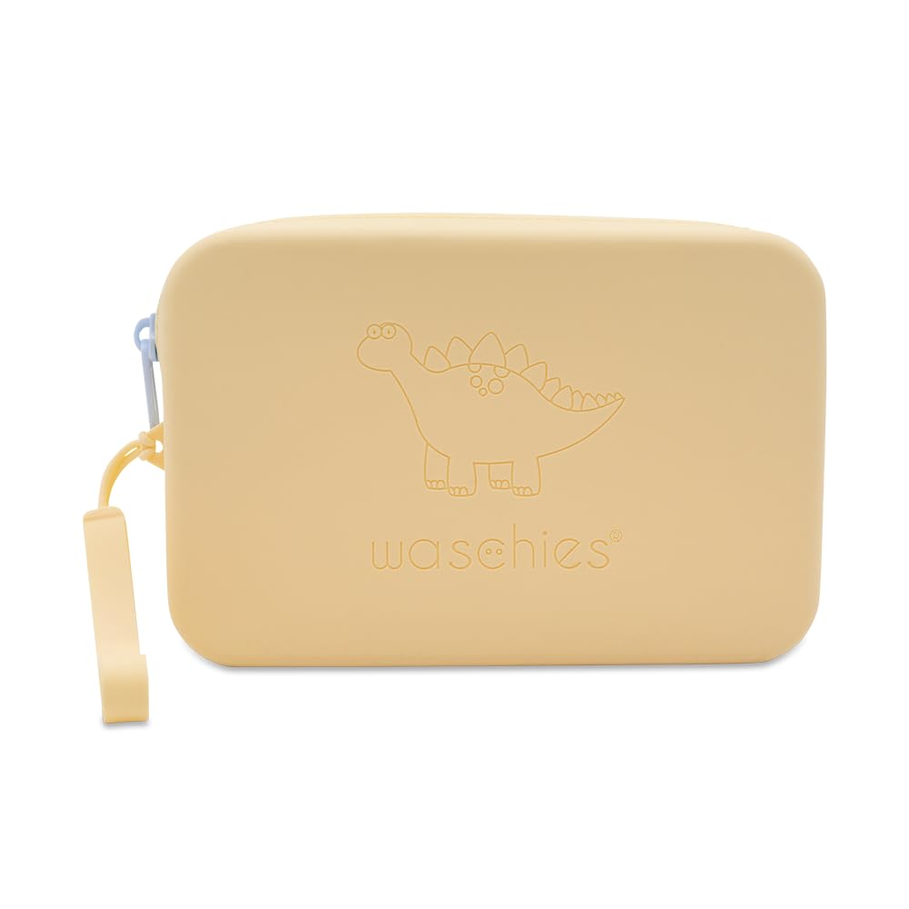 waschies "Travel Set Kids" bolsa de almacenamiento sostenible y repelente al agua con almohadillas lavables reutilizables para viajes, lavable, set de viaje y regalo, Color amarillo pastel., medium