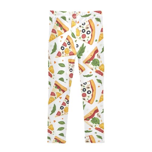 Pizza Slice Girls' Leggings Toddler Doodles Kids Yoga Pants Dance Active Tights 4T2
