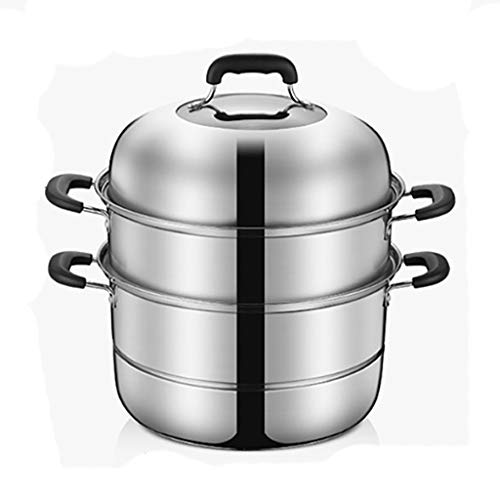 Olla De Acero Inoxidable 304, Vaporera/Soplera Multifuncional De 3 Capas para El Hogar, para 28 Personas, Apta para Cocina De Gas/Inducción, 28 Cm
