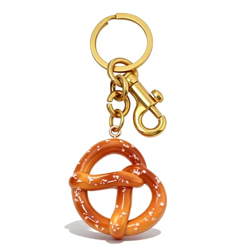 ZACAGO Small Pretzel Bag Charm for Women Keychain, Cute Summer Accessory for Purses, Handbag Decoration Gift for Her Pretzel