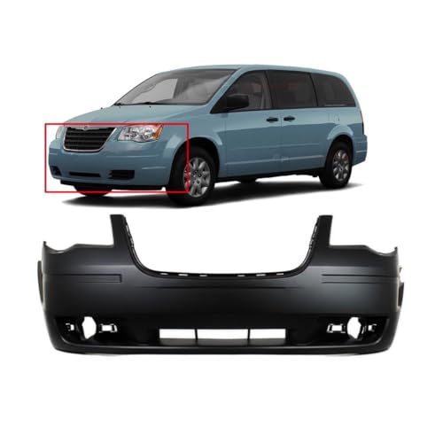 Image of FitParts For Chrysler Town & Country 2008-2010 Front Bumper Cover | Primed, Chrome Finish, Without Chrome Trim, Ready to Paint, OEM 1KG11TZZAA, CH1000928