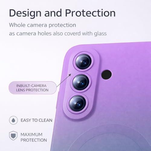 Image of amazon basics Gradient Mag-Safe Case for Samsung Galaxy A17 / M17 / F17 5G | Soft Silicone Shockproof Cover with Camera Protection | Slim Lightweight Design | Smooth Touch & Durable - Purple & Gray