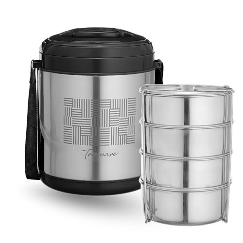 Image of Trueware Legend 4 Stainless Steel PU Insulated Hot and Cold Lunch Box with 4 SS Container 300 ML Each