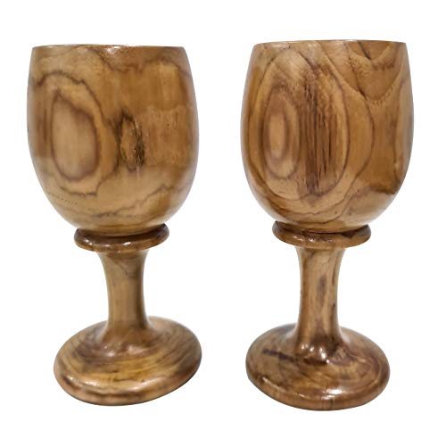 Collectiblesbuy Vintage Wooden Wine Goblet Handmade Wood Toasting Glass Decorative Cup - Set Of 2 #TOP7