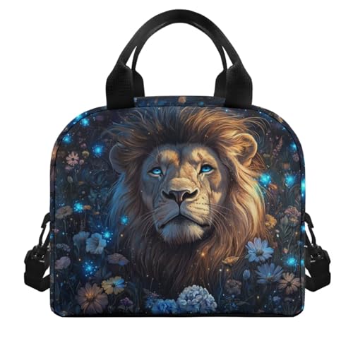 Aesthetic Lion Backpack for Kids Girls Backpack with Lunch Box Water Bottle Holder and Soft Pencil Pouch 4Pcs Set 17" Bookbag with Compartments for School Large Capacity Elementary School Bag3