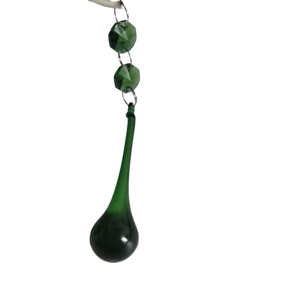 5pcs 135mm Raindrop 80mm Crystal Pendant Prisms w/2 Octagonal Beads Garland Chandelier Lamp Part Wedding Centerpiece Hang(Green)