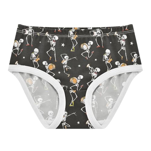 Little Girls' Soft Cotton Underwear Kids Breathable Comfort Halloween Skeleton Panties Briefs Toddler