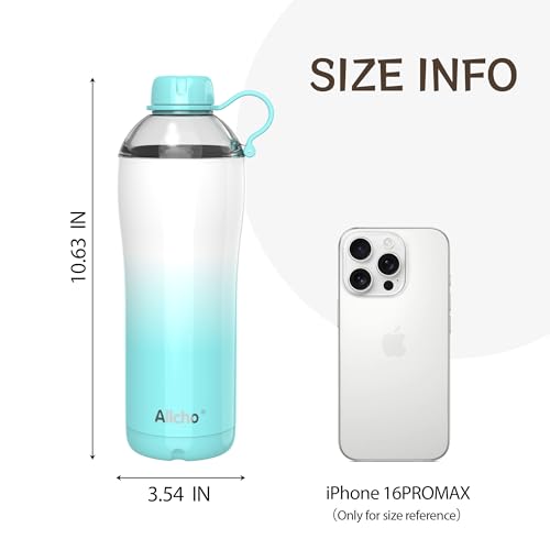 Image of Insulated Water Bottle for Women, 24 oz Stainless Steel Water Bottles, Double Walled, 2 Lids (Chug & Tumbler) - Hydrate & Caffeinate,Available Gift Wrapping