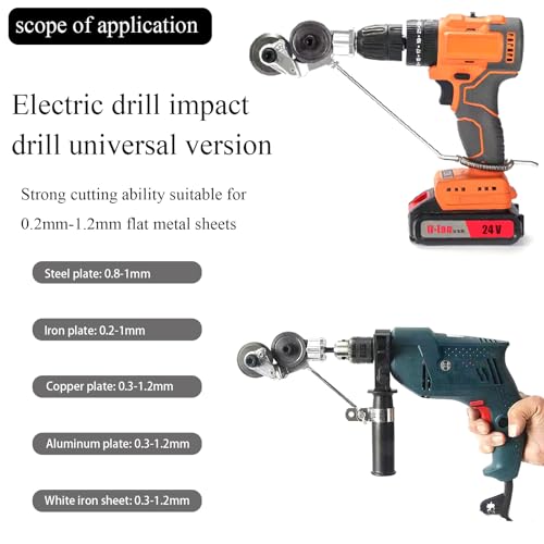Electric Drill Plate Cutter Upgrade Drill Nibbler Metal Cutter Electric Drill Shears Attachment Metal Cutter For Cutting Aluminum Lron Copper Flat Metal Sheets - Thumbnail 7