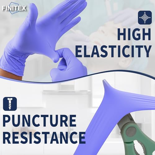 Image of FINITEX Ice Blue Nitrile Exam Gloves - Powder-free, 1000 PCS Medical & Home Cleaning Gloves
