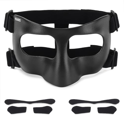 HIAARO QK03B Matte Nose Guard for Broken Nose Basketball Face Mask Protective Sports Shield for Soccer Adjustable with Padding for Men and Women