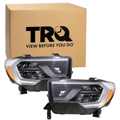 Image of TRQ 2 Piece Headlight Assembly Set Driver & Passenger Side Compatible with Toyota Sequoia 2018-2022 Limited SR5 TRD Sport Sequoia TRD Pro 2020-2022 TO2502267 TO2503267 811100C200 811500C160