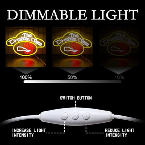 Image of The Drunken Clam Neon Sign for Wall Decor ,Dimmable Bar Pub Beer Neon Light Sign,Family Guy The Drunken Clam Retro Bar Sign Cartoon Decor 10.1 * 15.7inch