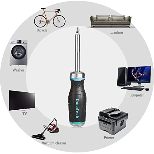 Duratech Multi-Bit Ratcheting Screwdriver, 38-Piece Magnetic Screw Drivers With Bits Storage Handle, Slotted/Philips/Pozi/Torx/Hex/Square #TOP6