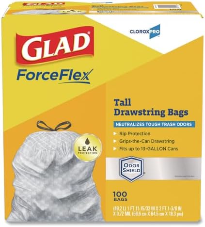 Glad ForceFlexPlus Tall Kitchen Drawstring Trash Bags -13 Gallon ...