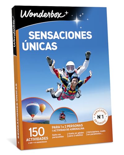 Wonderbox - Caja Regalo - Sensaciones Únicas - 1 Actividad de Adrenalina a Elegir: Salto en paracaídas, Vuelo en Globo para 2 Adultos, helicóptero, Vuelo en paramotor