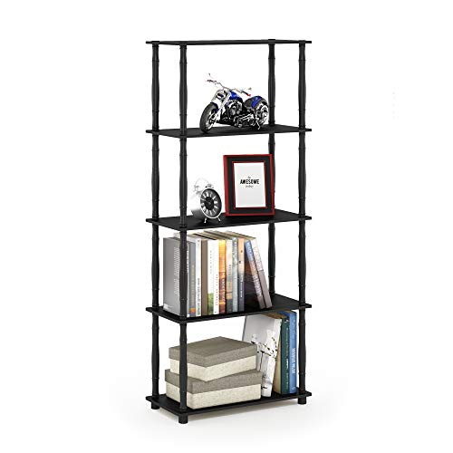 Image of Furinno Turn-N-Tube 5-Tier Multipurpose Shelf / Display Rack / Storage Shelf / Bookshelf, Classic Tubes, Americano /Black