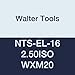 Walter Tools NTS-EL-16 2.50ISO WXM20 Carbide NTS Threading Inserts, External Thread, Full Profile, ISO Metric 60 Degree (Pack of 10)
